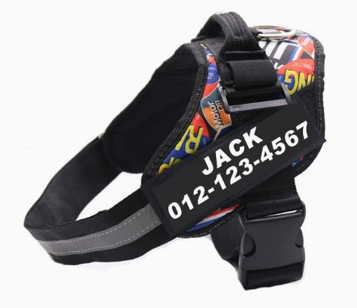 Coleira Peitoral Ajustável, Personalizável com Nome e Número de Telefone - Safe Buddy Edição Limitada