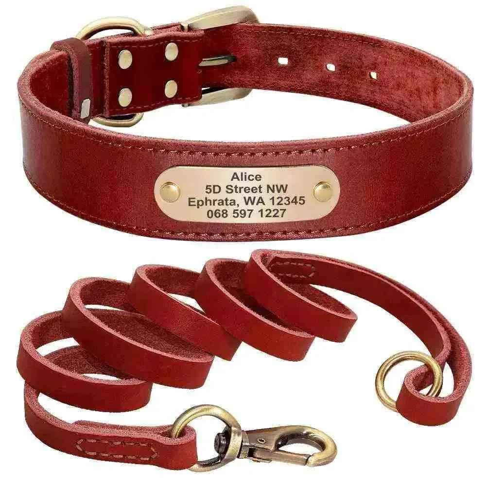 Coleira Personalizada de Couro com Nome, Telefone e Endereço para Cachorros - Mundo Animalito