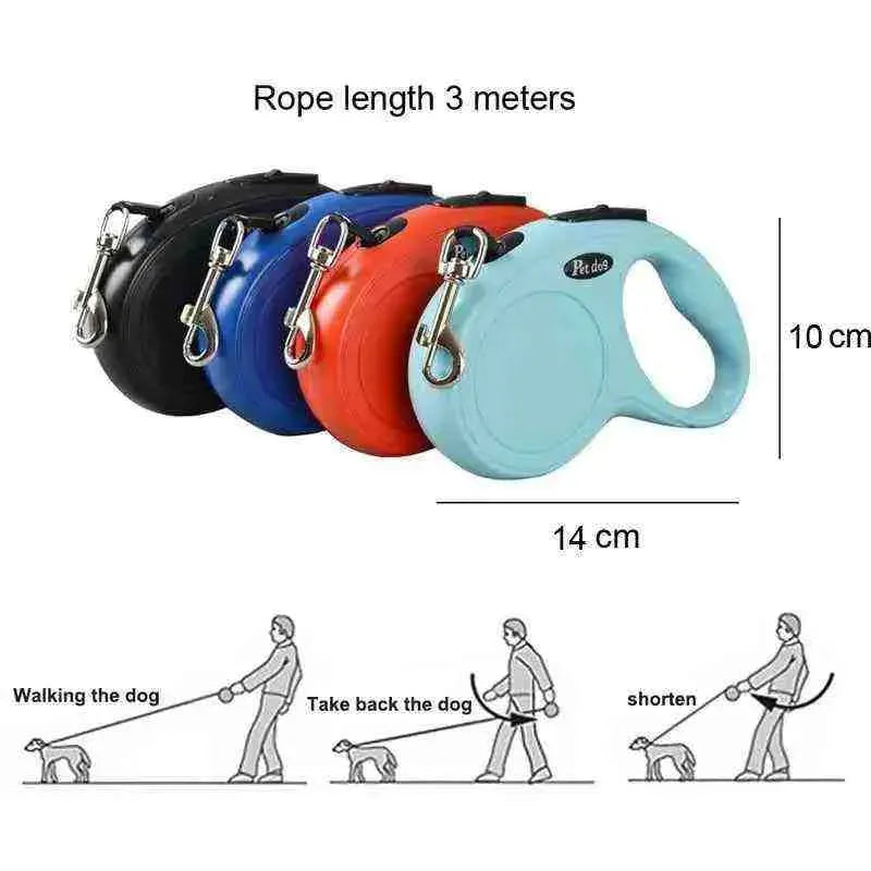 Fashion Pet Leash For Medium Dogs Durable Nylon Retractable Rope Small Dog Walking Leash Automatic Extending Dog Leash 3 Meters - Mundo Animalito