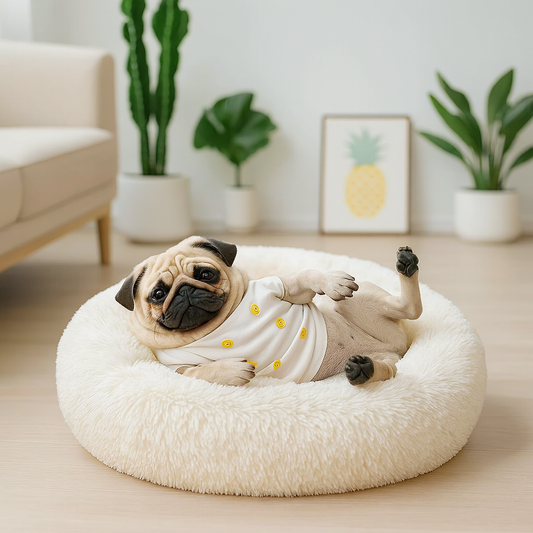 Cama Redonda em Formato de Nuvem para Animais de Estimação – Lavável e com Zíper – Para Cães e Gatos