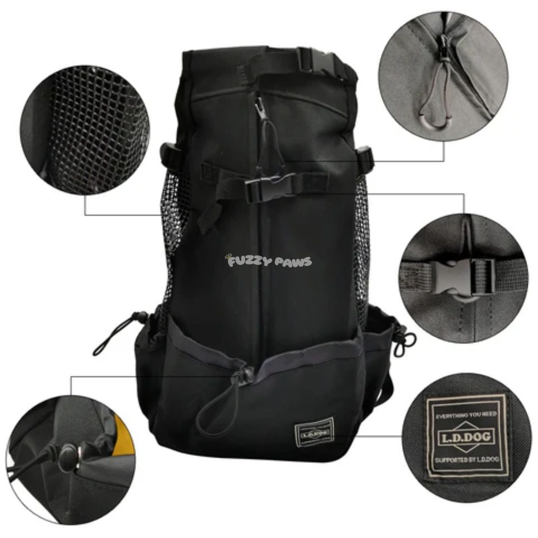Mochila Canguru Ajustável e Respirável para Cachorros Até 30kg