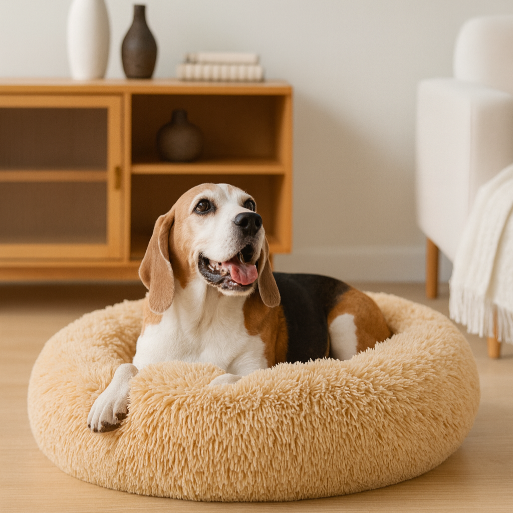 Cama Redonda em Formato de Nuvem para Animais de Estimação – Lavável e com Zíper – Para Cães e Gatos