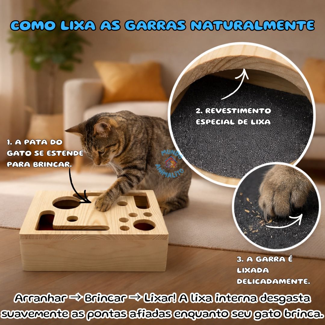 Brinquedo Interativo Quebra Cabeça Arranhador para Gatos