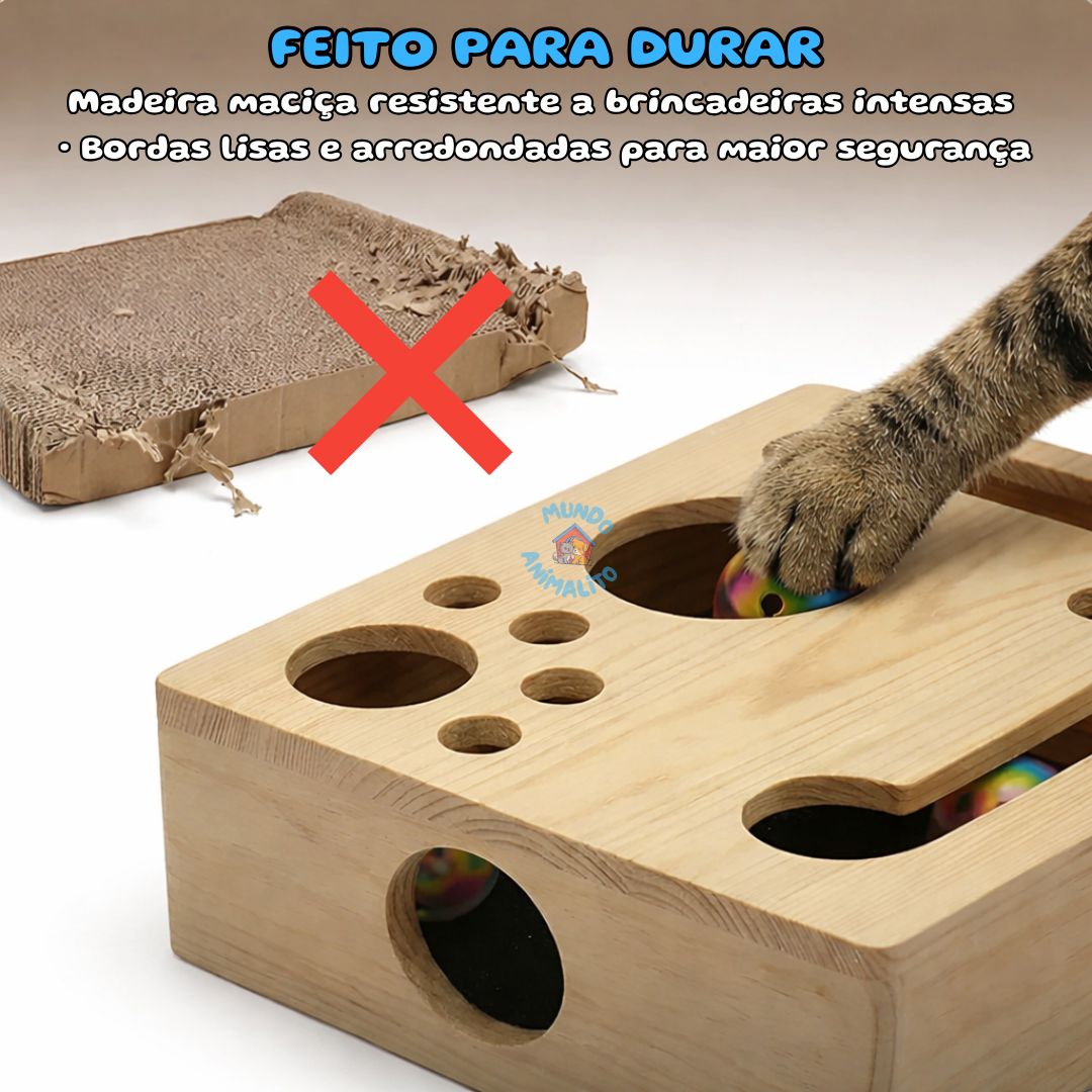 Brinquedo Interativo Quebra Cabeça Arranhador para Gatos