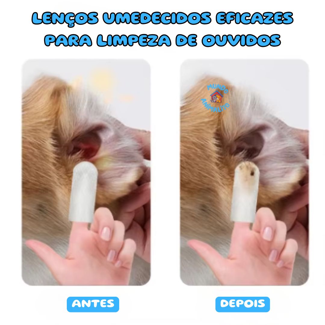 Lenços Umedecidos para Limpeza de Orelhas para Cães