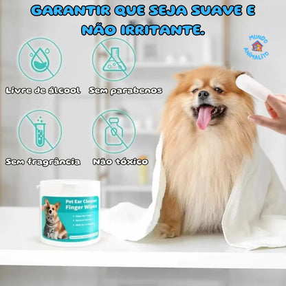 Lenços Umedecidos para Limpeza de Orelhas para Cães