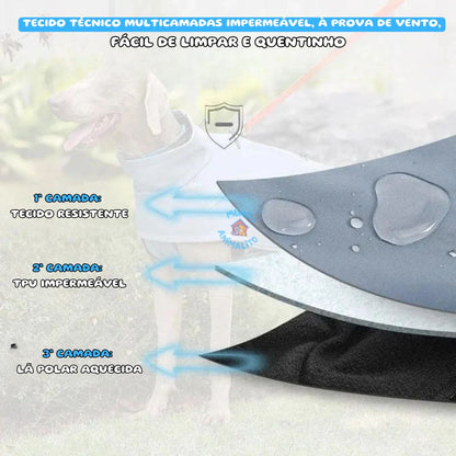 Jaqueta Impermeável com Forro de Lã para Cachorros