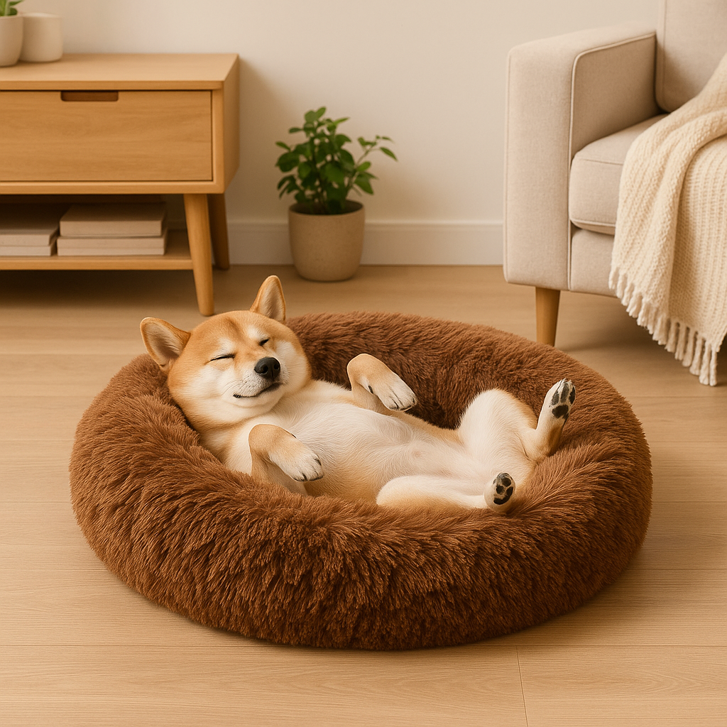 Cama Redonda em Formato de Nuvem para Animais de Estimação – Lavável e com Zíper – Para Cães e Gatos