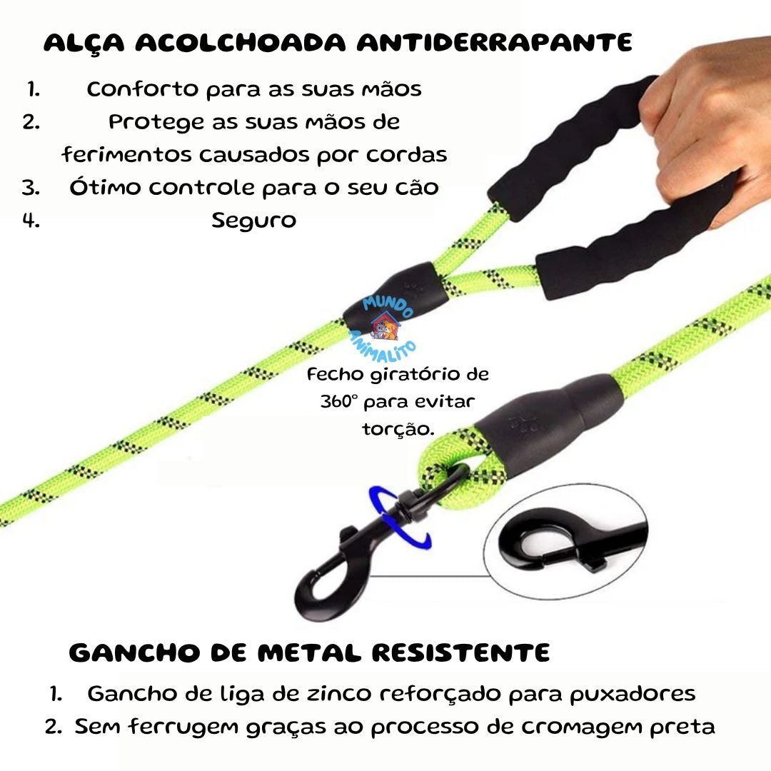 Guia Refletiva Ajustável para Cães com (0,5 m a 1,5 m)