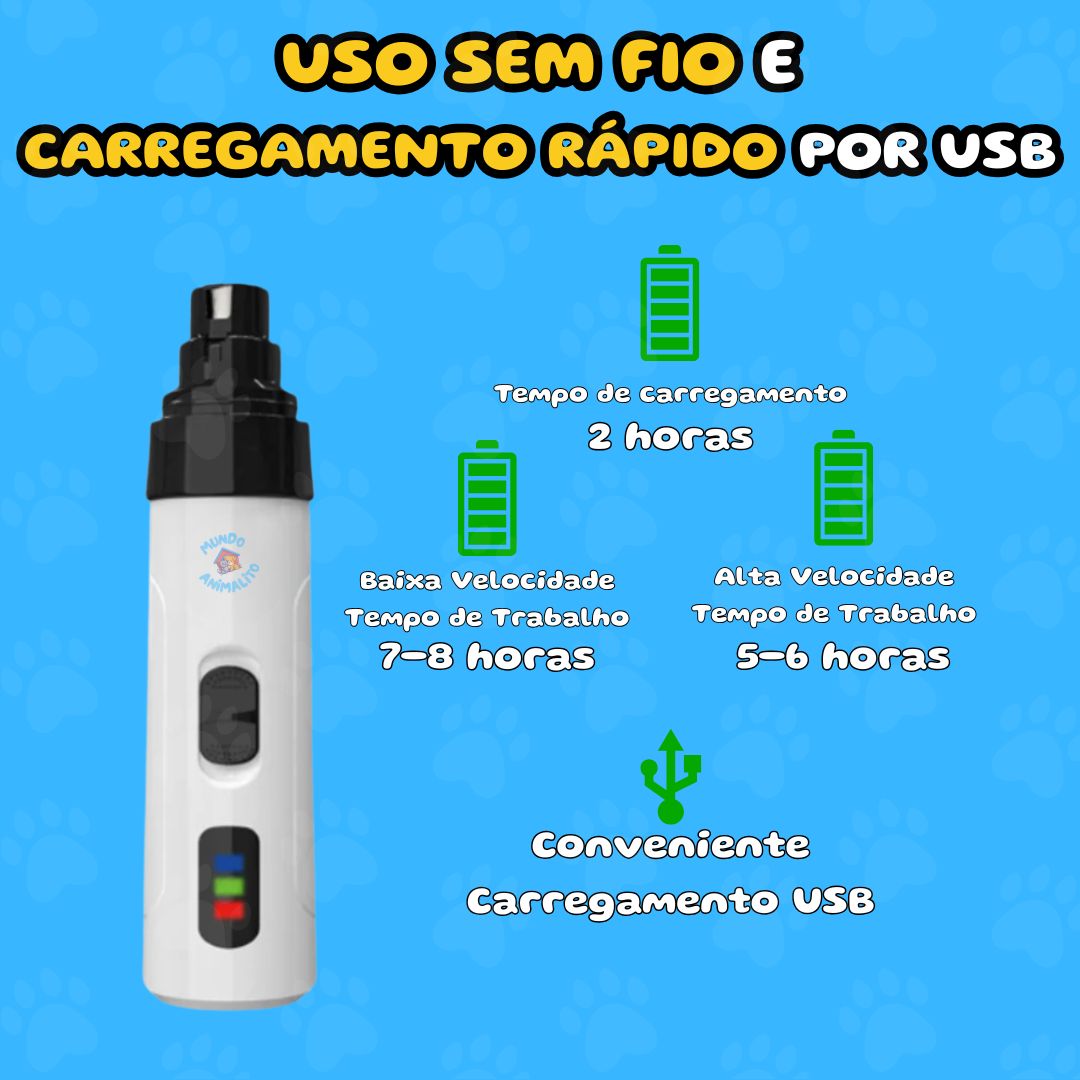Aparador de Unhas Elétrico para Cães – Silencioso e Recarregável