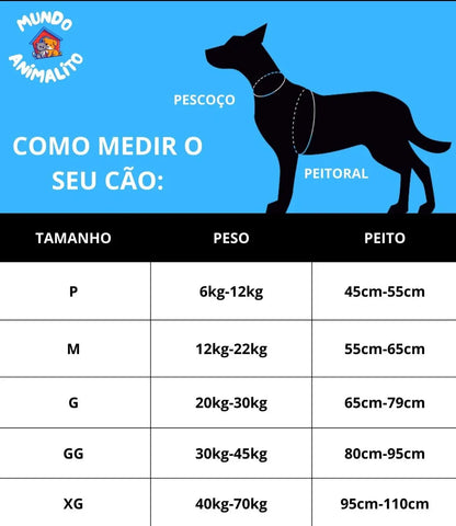 Coleira Peitoral Personalizada Refletiva e Ajustável para Cachorros