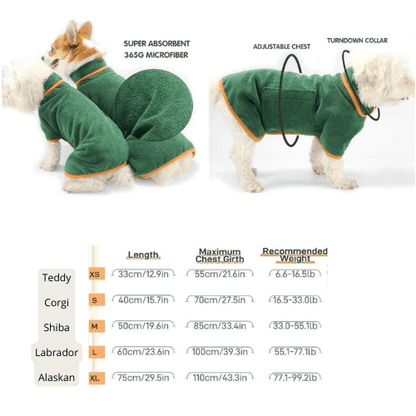 Roupão de Banho para Cachorros - Secagem Rápida
