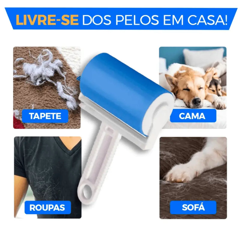 Rolo Adesivo Lavável para Remover Pelos Fiapos e Poeira