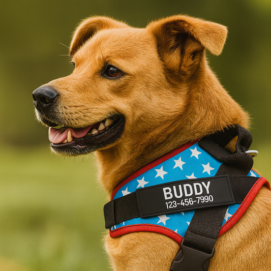 Coleira Peitoral Ajustável, Personalizável com Nome e Número de Telefone - Safe Buddy Edição Limitada