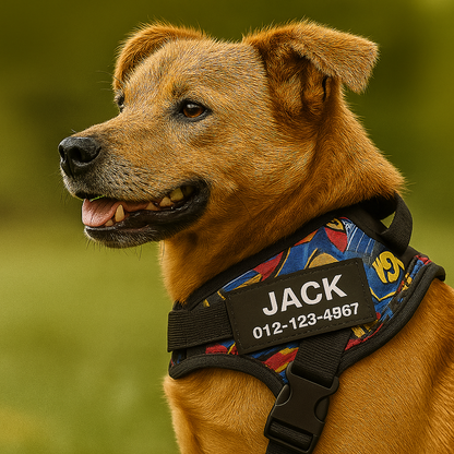 Coleira Peitoral Ajustável, Personalizável com Nome e Número de Telefone - Safe Buddy Edição Limitada