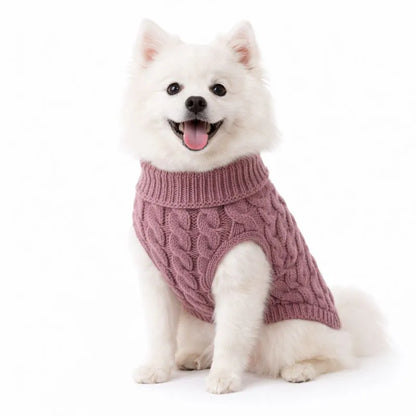 Suéter de Tricô com Gola para Cachorro - Roupa de Frio Pet