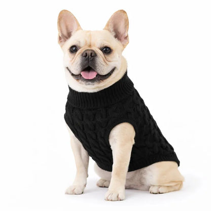 Suéter de Tricô com Gola para Cachorro - Roupa de Frio Pet