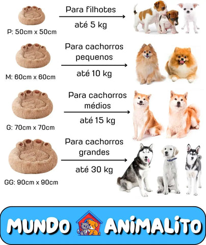 Cama Nuvem Para Pets com 4 Patas Lavável Calmante e Anti Ansiedade