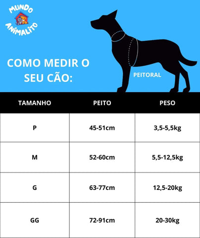 Peitoral Ajustável para Cachorros e Gatos de Pequeno e Grande Porte