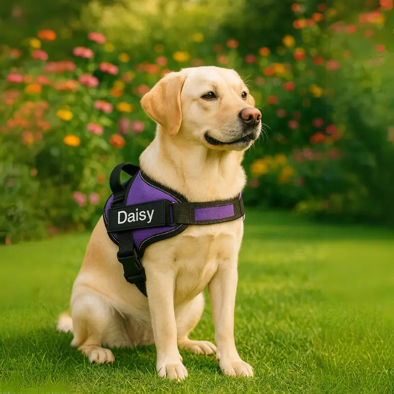 Coleira Peitoral Ajustável, Personalizável com Nome e Número de Telefone - Safe Buddy