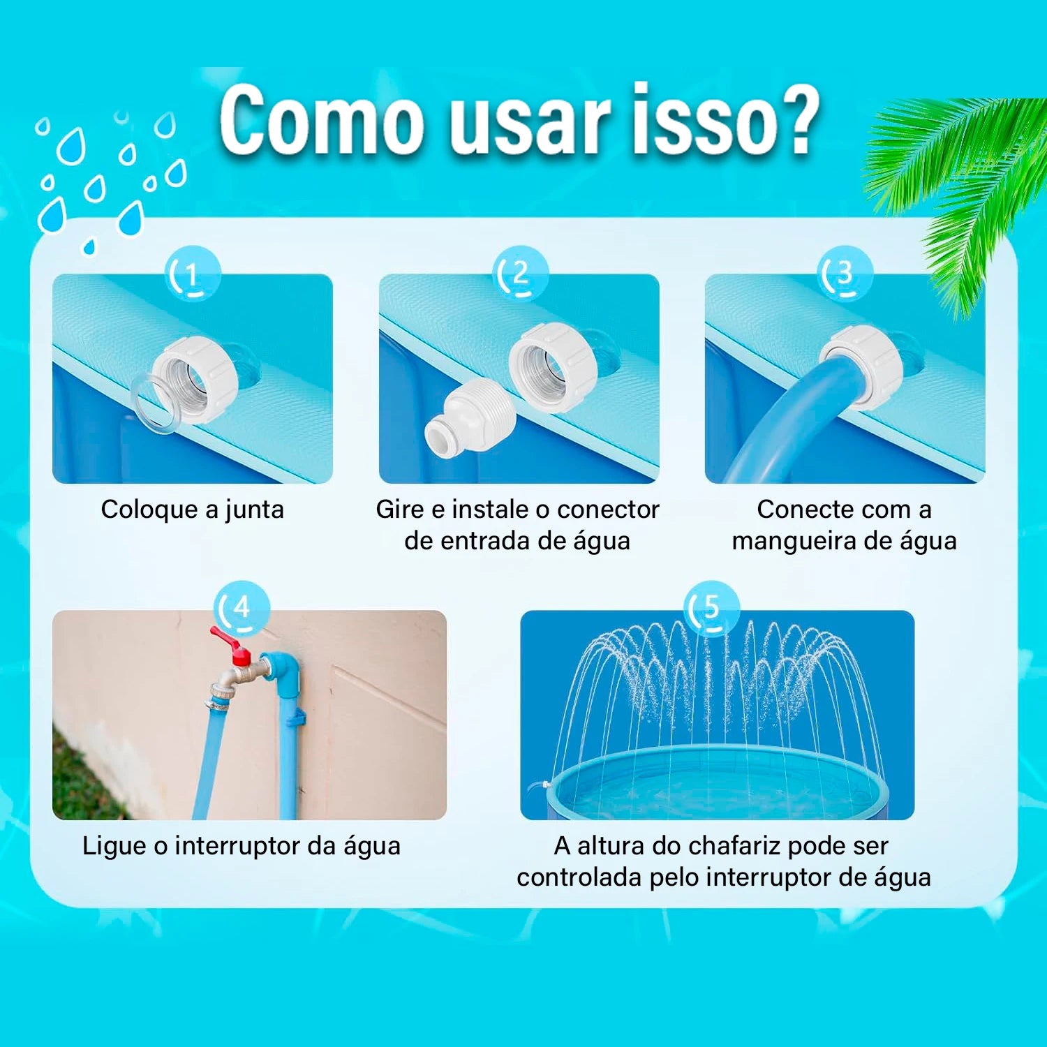 Piscina para Cachorros - PVC, Dobrável, com Chafariz