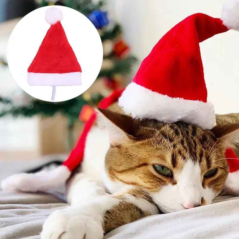 Natal roupas para cães boné de estimação gato cão chapéu de natal de pelúcia chapéu de papai noel feliz natal decorações para pequenos e médios suprimentos para cães