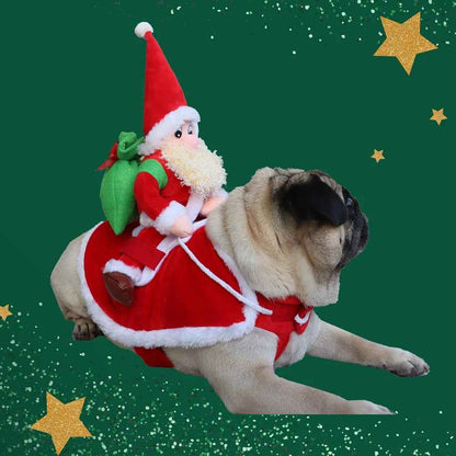 Cão de estimação traje de natal cão gato inverno casaco com capuz roupas natal papai noel festa de halloween roupas para animais de estimação pug disfraz