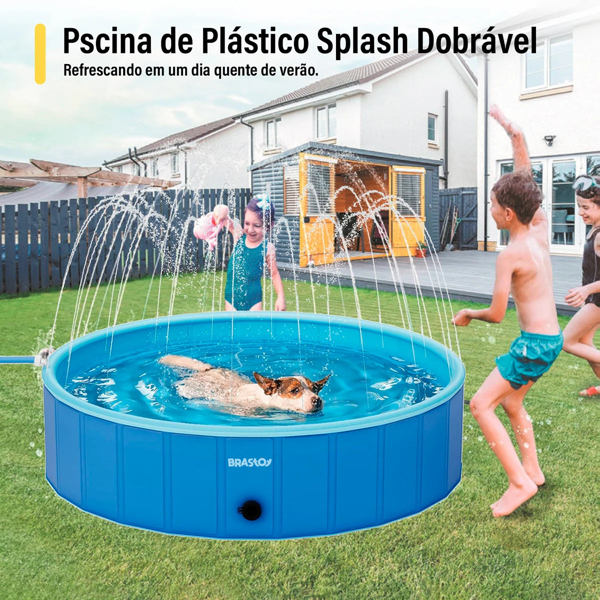 Piscina para Cachorros - PVC, Dobrável, com Chafariz