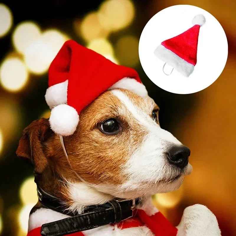 Natal roupas para cães boné de estimação gato cão chapéu de natal de pelúcia chapéu de papai noel feliz natal decorações para pequenos e médios suprimentos para cães