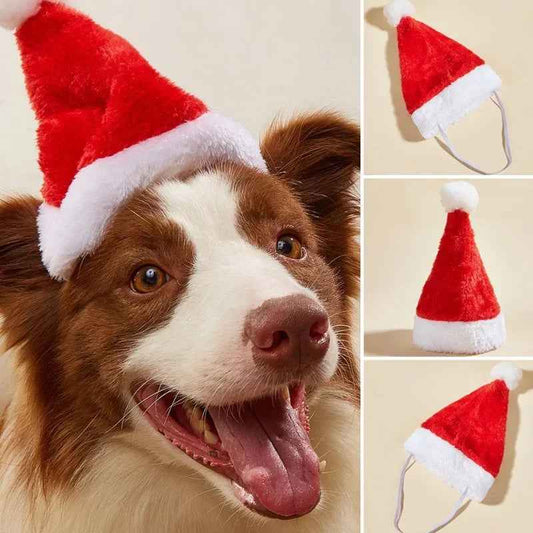 Natal roupas para cães boné de estimação gato cão chapéu de natal de pelúcia chapéu de papai noel feliz natal decorações para pequenos e médios suprimentos para cães