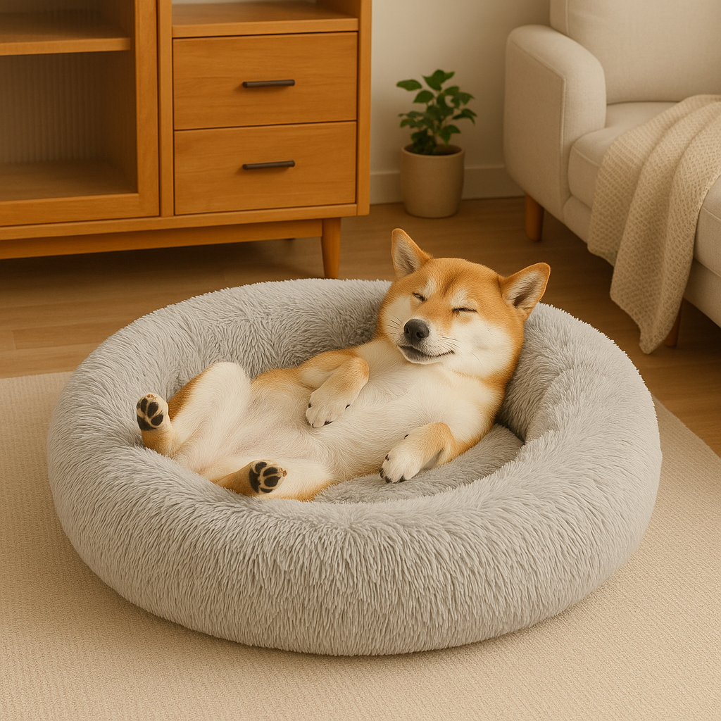 Cama Redonda em Formato de Nuvem para Animais de Estimação – Lavável e com Zíper – Para Cães e Gatos