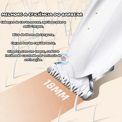 Aparador elétrico de pelos para pets cortando pelos, destaque para lâmina de 18mm.