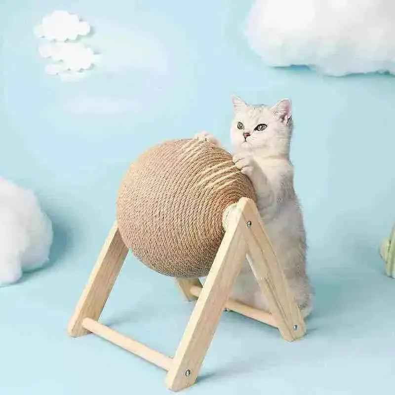 Arranhador para Gatos de Madeira com Bola de Sisal - Mundo Animalito