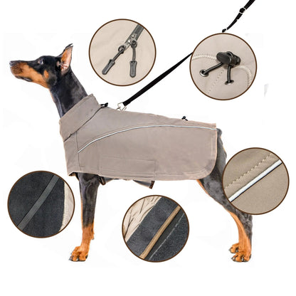 Jaqueta Impermeável com Forro de Lã para Cachorros