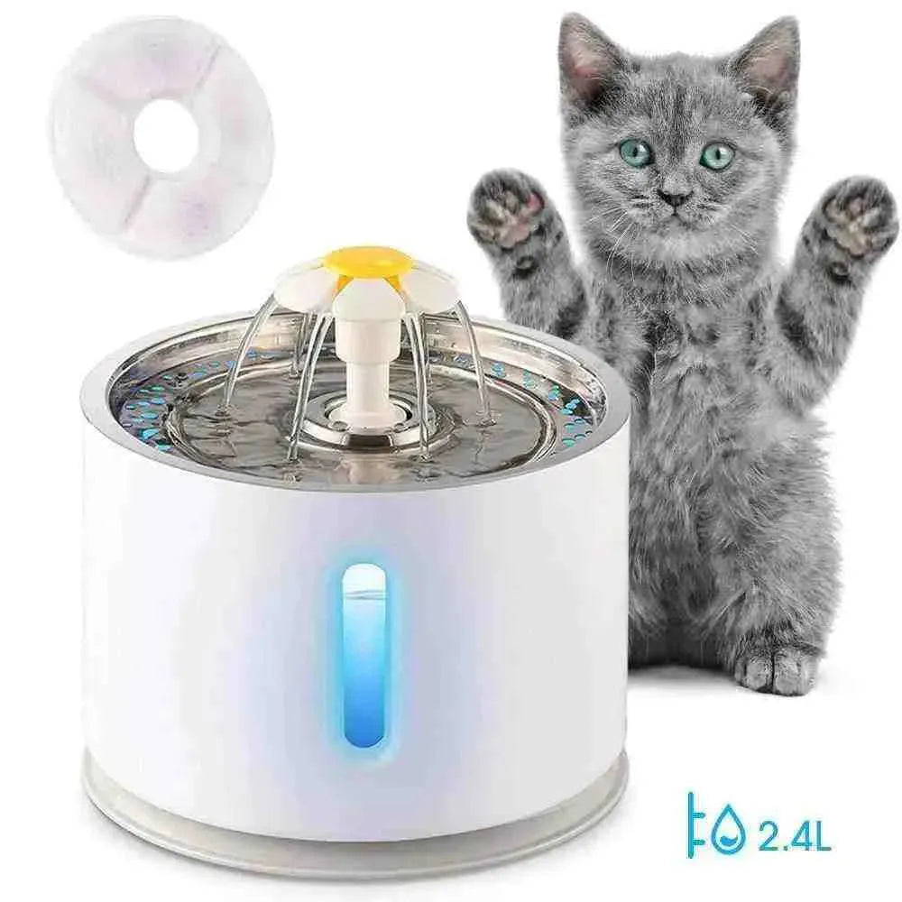 Bebedouro Fonte De Água Automático com Tampa Inoxidável Para Gatos - Mundo Animalito