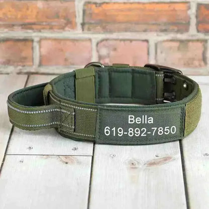 Coleira Militar Tática Personalizada para Cachorro com Nome/Telefone - Mundo Animalito