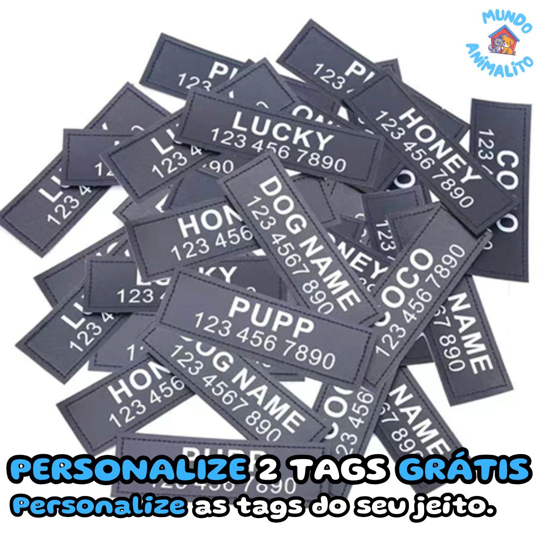 Coleira Peitoral Ajustável, Personalizável com Nome e Número de Telefone - Safe Buddy Edição Limitada