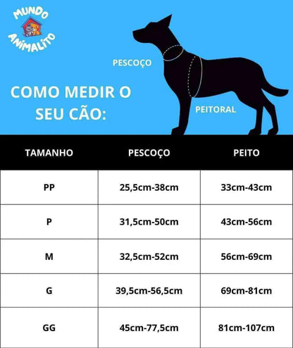 Coleira Peitoral para Cachorros Ajustável e Refletiva - True Love - Mundo Animalito