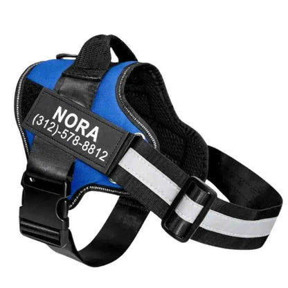 Coleira Peitoral Personalizada Safe Buddy - Azul / PP - Peitoral Personalizado Para Cachorro Ajustável e Refletivo