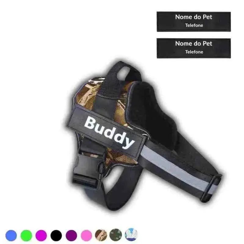 Peitoral Personalizado Para Cachorro Ajustável e Refletivo - Safe Buddy - Mundo Animalito