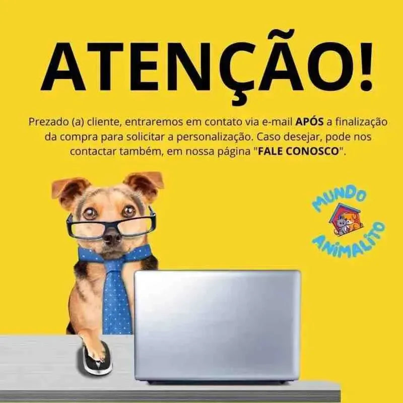 Coleira Personalizada de Couro com Nome, Telefone e Endereço para Cachorros - Mundo Animalito