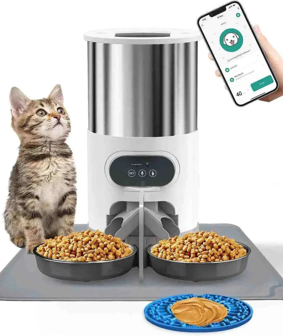 Comedouro Automático de 4,5L para Cães e Gatos com Wi-fi, Timer e Gravador de Voz - Mundo Animalito