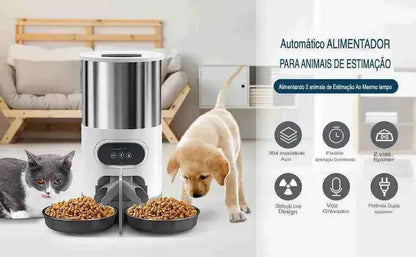 Comedouro Automático de 4,5L para Cães e Gatos com Wi-fi, Timer e Gravador de Voz - Mundo Animalito