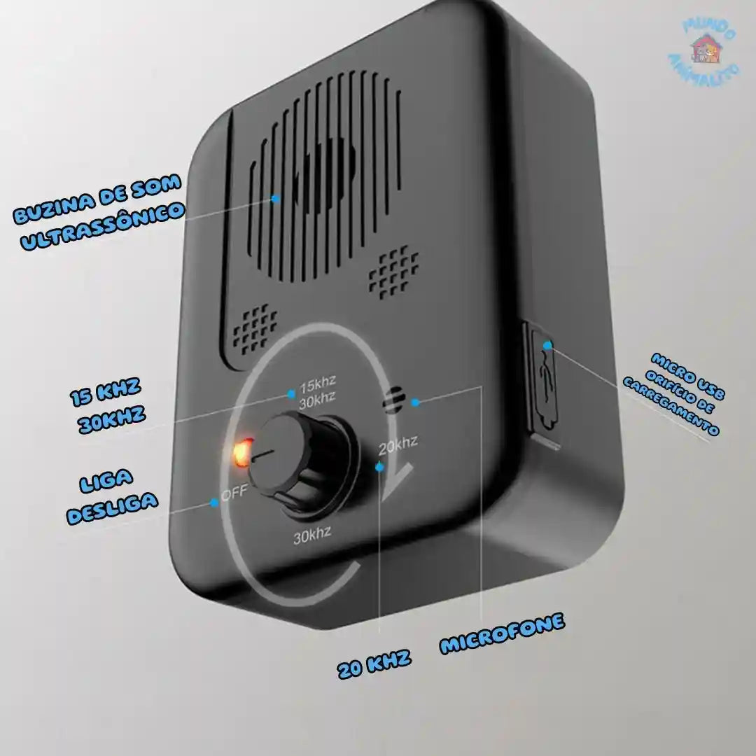Dispositivo Anti Latido Ultrassônico, Recarregável a Prova D'Água para Cães - Mundo Animalito