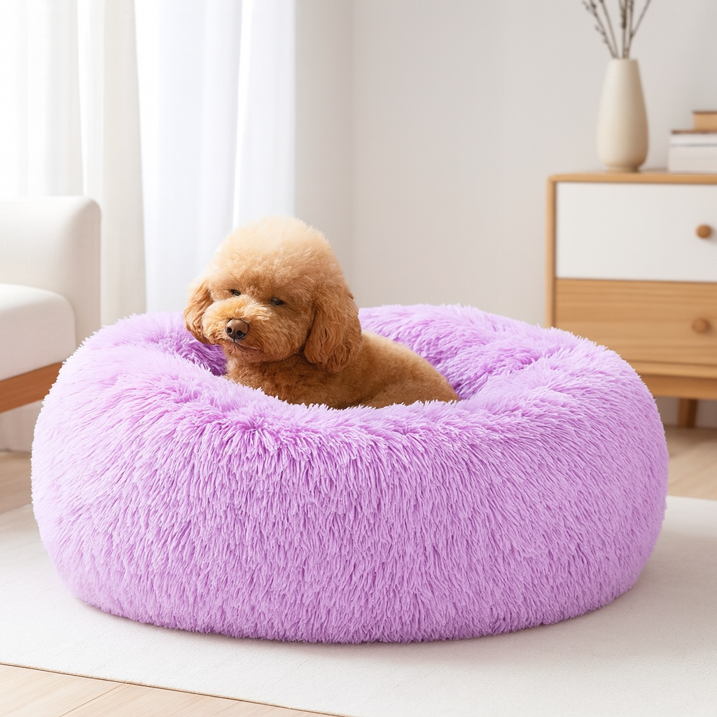 Cama Redonda em Formato de Nuvem para Animais de Estimação – Lavável e com Zíper – Para Cães e Gatos