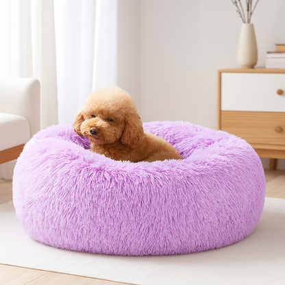 Cama Redonda em Formato de Nuvem para Animais de Estimação – Lavável e com Zíper – Para Cães e Gatos