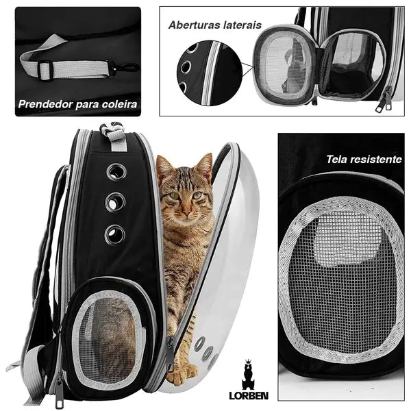 Mochila Astronauta Bolsa Pet Visão Panorâmica Cachorro Gato L