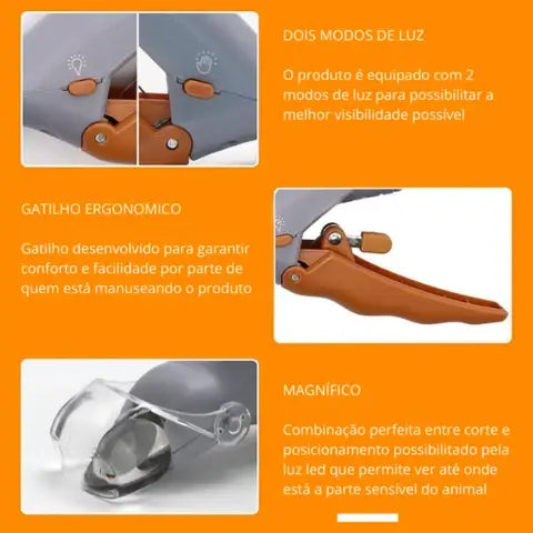 Cortador De Unhas Para Gatos e Cachorros Profissional Com Luz De Led E Lupa