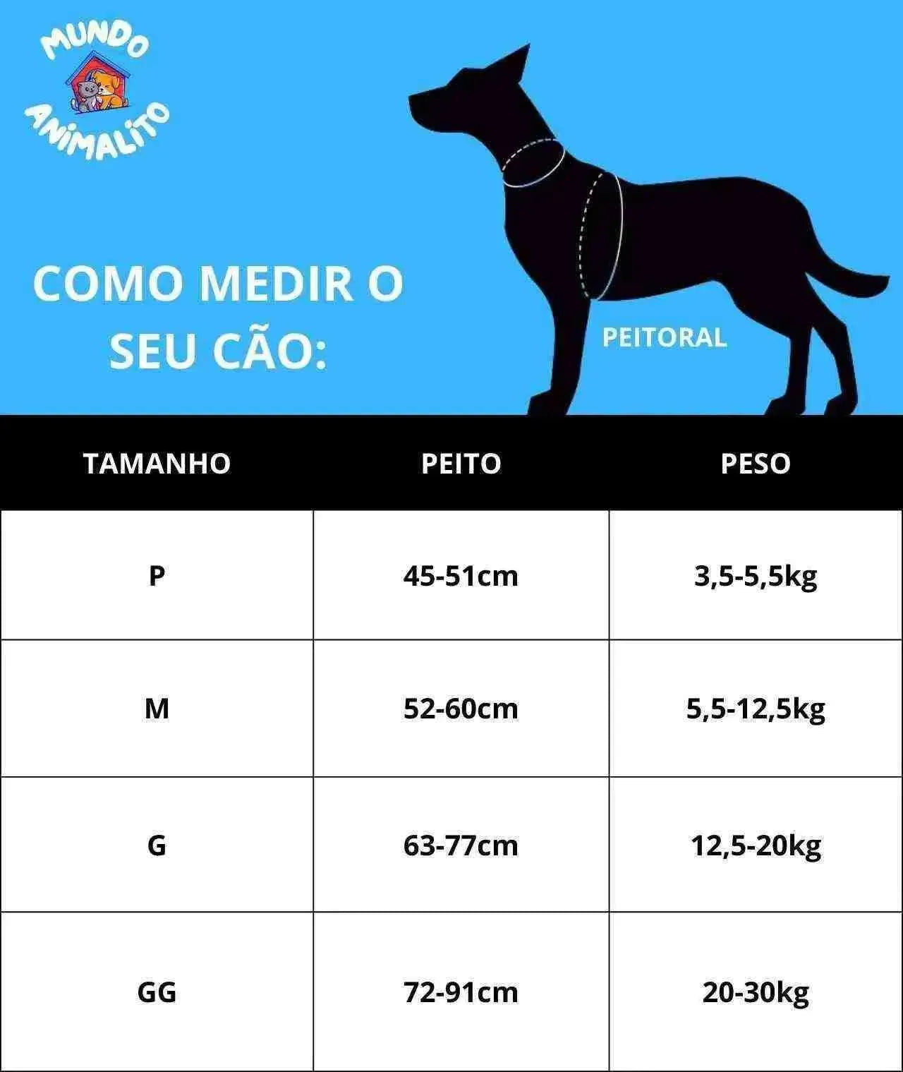 Peitoral Ajustável para Cachorros e Gatos de Pequeno e Grande Porte - Mundo Animalito