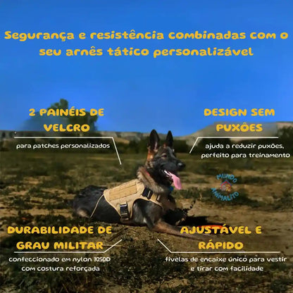 Peitoral Militar Anti Puxão para Cachorros - Mundo Animalito